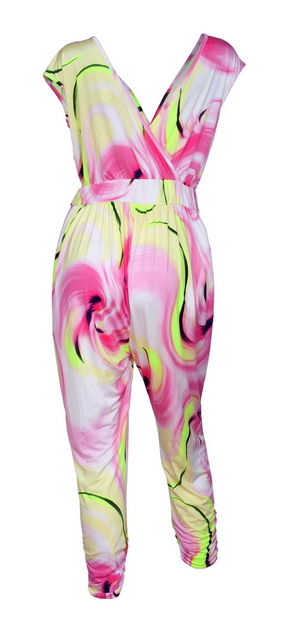 Plus Size Deep V-Neck Jumpsuit Designer Print 20714A Photo 2