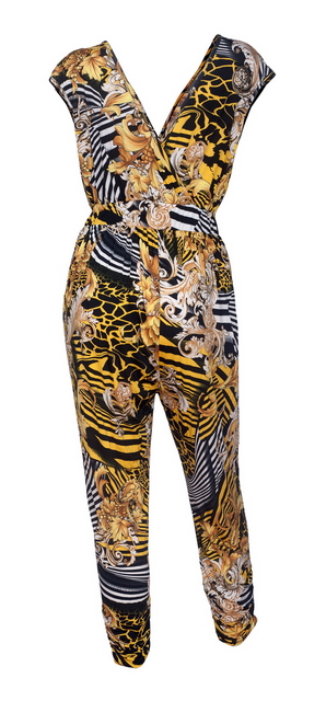 Plus Size Deep V-Neck Jumpsuit Designer Print 20714B Photo 2
