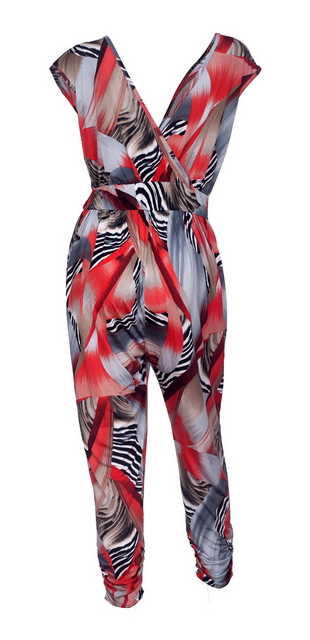 Plus Size Deep V-Neck Jumpsuit Designer Print 20714C Photo 2