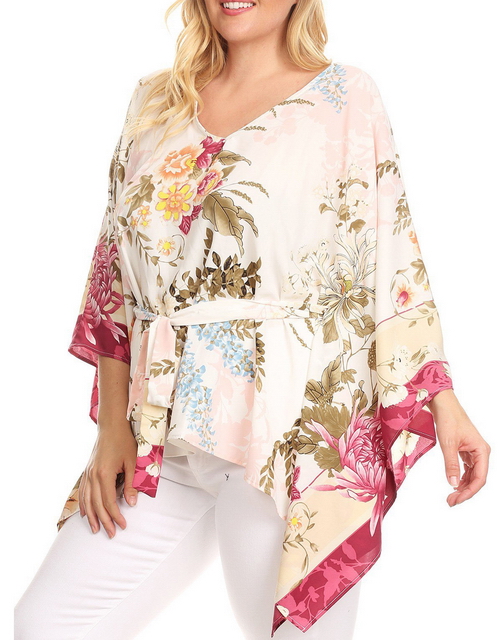 Plus Size Crochet Poncho Top Pink Photo 2