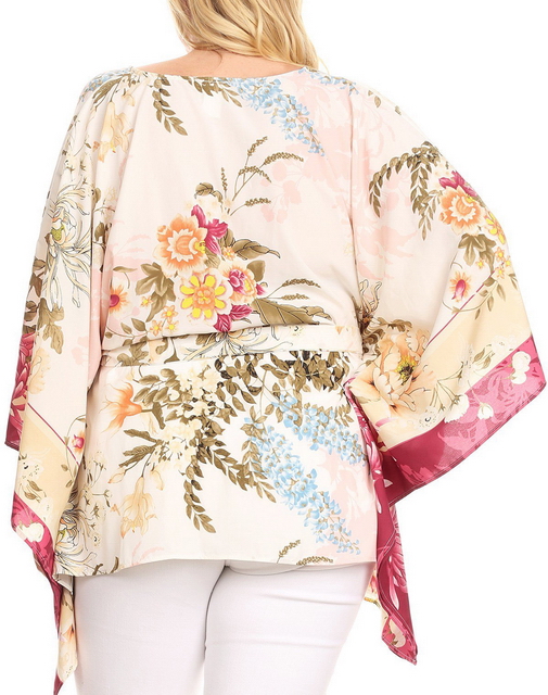 Plus Size Crochet Poncho Top Pink Photo 2