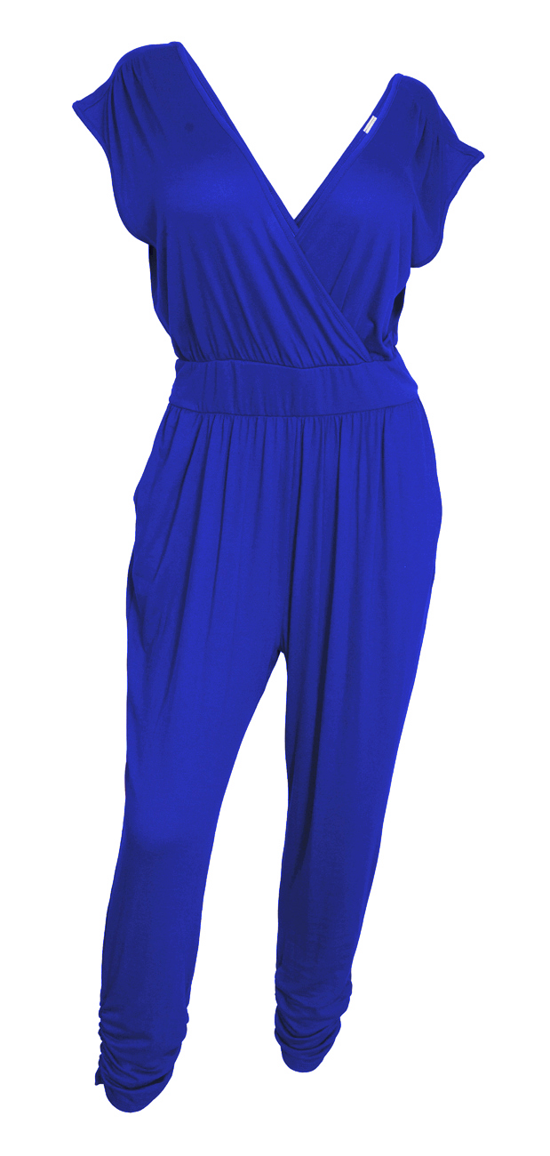 Plus Size Deep V-Neck Jumpsuit Royal Blue Photo 1