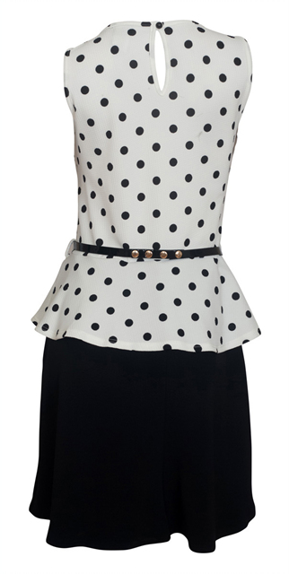 PPlus Size Sleeveless Polka Dot Peplum Dress White Photo 2
