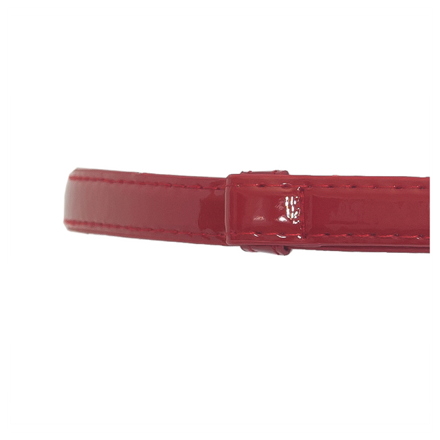 Plus size Flower Buckle Adjustable Patent Leather Skinny Belt Red Photo 1