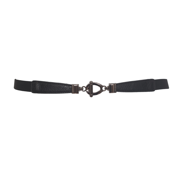 Plus size Metal Buckle Skinny Elastic Cinch Belt Black Photo 1