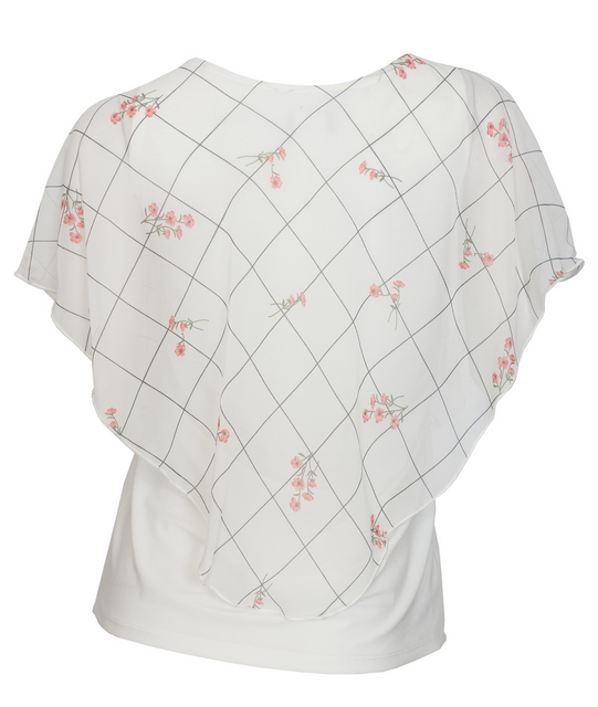 Plus Size Layered Poncho Top Designer Print White 1889 Photo 2