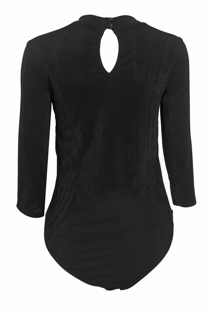 Plus Size Peephole Bodysuit Black Photo 2