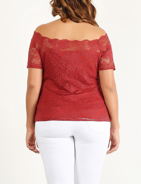 Plus Size Off the Shoulder Lace Top Rust Photo 2
