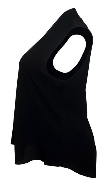 Plus Size Low Cut V-Neck Hi-Lo Sleeveless Blouse Black Photo 3