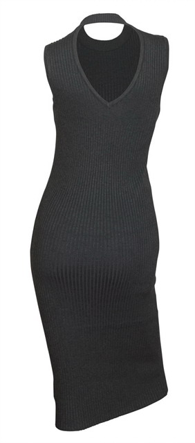 Plus size Open Back Ribbed Sleeveless Dress Gray Photo 2