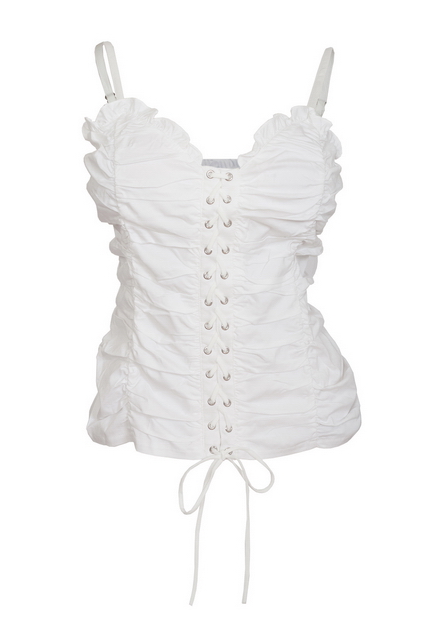 Plus Size Lace Up Corset Top White Photo 1