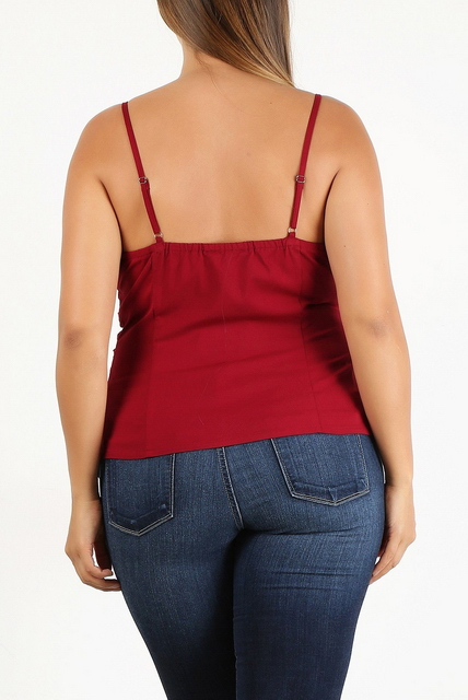 Plus Size Lace Up Corset Top Burgundy Photo 2