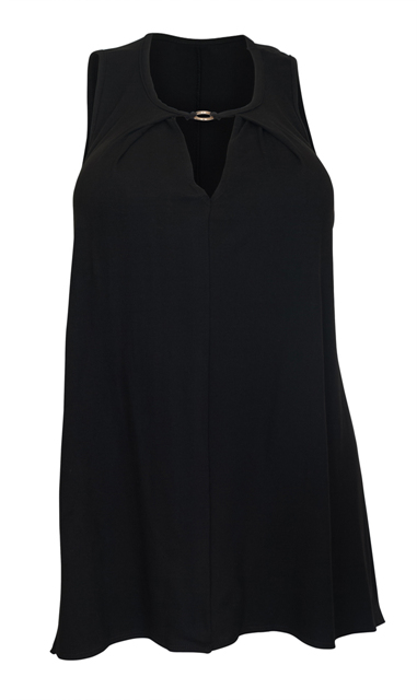 Plus Size Keyhole Sleeveless Tunic Top Black Photo 1