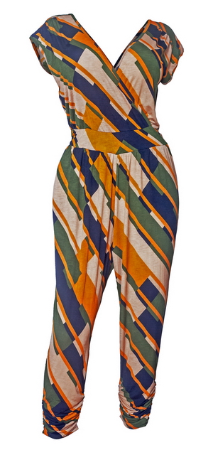 Plus Size Deep V-Neck Jumpsuit Designer Print 20821A Photo 1