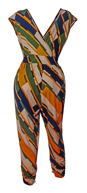 Plus Size Deep V-Neck Jumpsuit Designer Print 20821A Photo 2