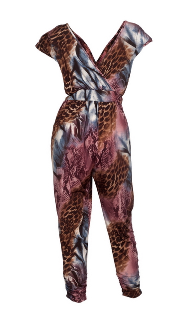 Plus Size Deep V-Neck Jumpsuit Designer Print 21818E Photo 2