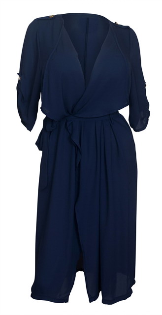Plus size Chiffon Longline Cardigan Navy Photo 1