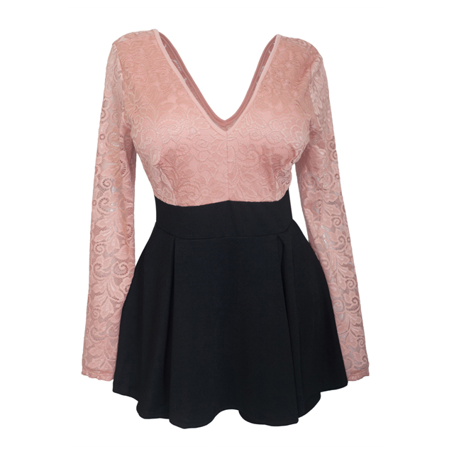 Plus size Lace Overlay Romper Dress Blush Pink Photo 1