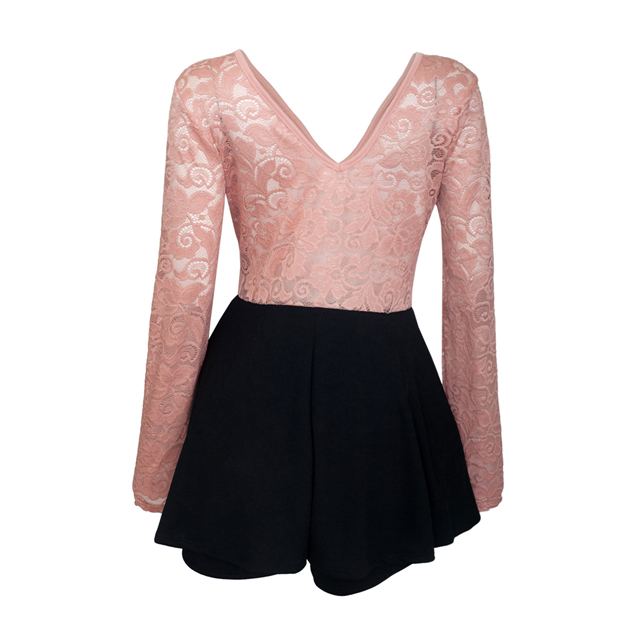Plus size Lace Overlay Romper Dress Blush Pink Photo 2