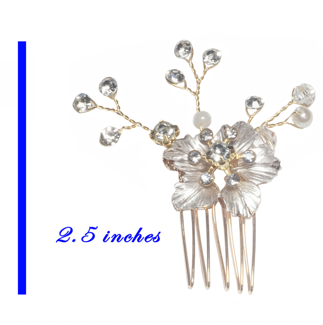 eVogues Bridal Prom Flower Side Hair Comb Accessory Rhinestone Headpiece Gold Photo 6