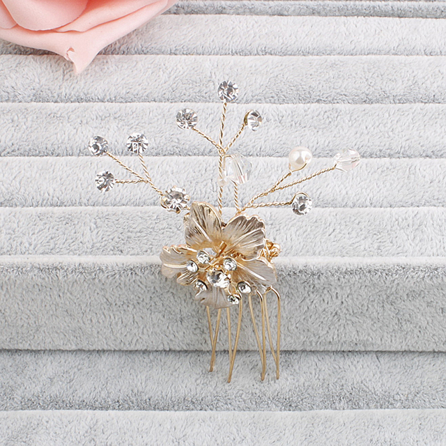 eVogues Bridal Prom Flower Side Hair Comb Accessory Rhinestone Headpiece Silver Photo 2