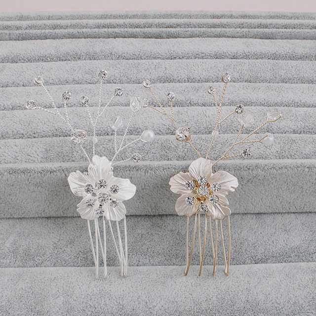 eVogues Bridal Prom Flower Side Hair Comb Accessory Rhinestone Headpiece Silver Photo 4