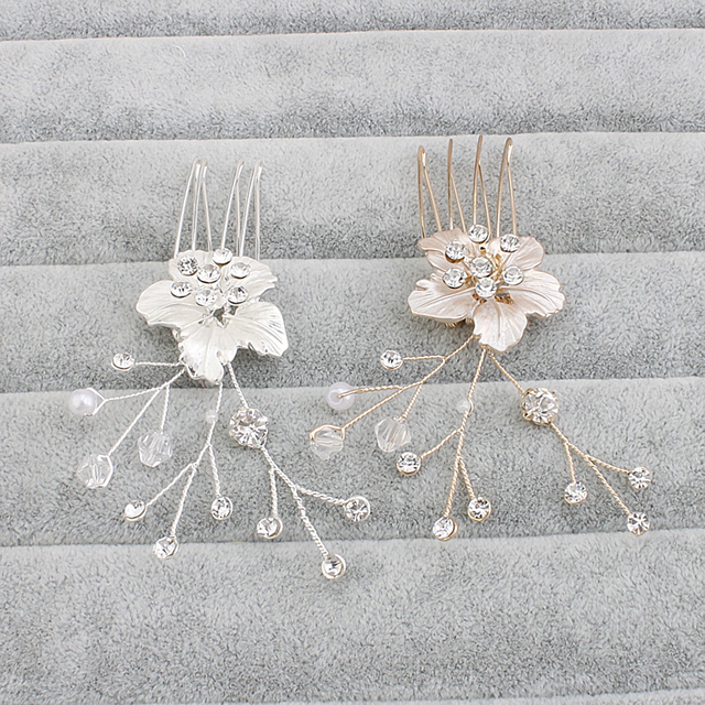 eVogues Bridal Prom Flower Side Hair Comb Accessory Rhinestone Headpiece Silver Photo 5