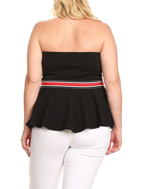 Plus Size Strapless Peplum Sweetheart Top Black 18918 Photo 2