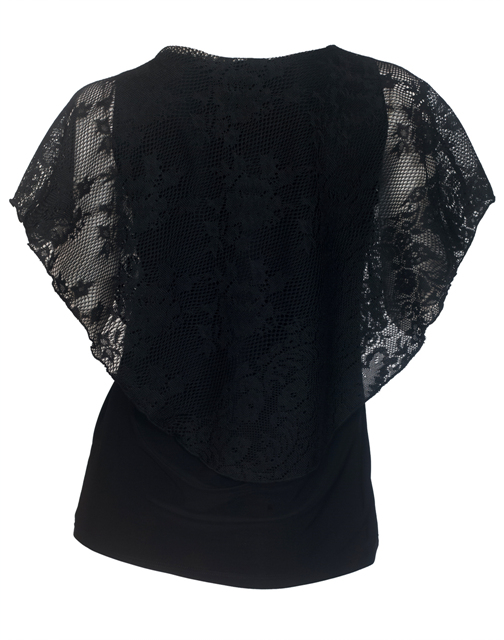 Plus Size Layered Poncho Top Floral Lace Black 18927 Photo 2