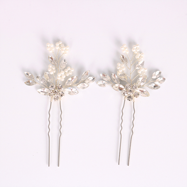 Bridal Prom Flower Hair Side Comb Accessory Rhinestone Headpiece Silver 181142 Photo 1