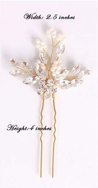 Bridal Prom Flower Hair Side Comb Accessory Rhinestone Headpiece Gold 181142 Photo 4