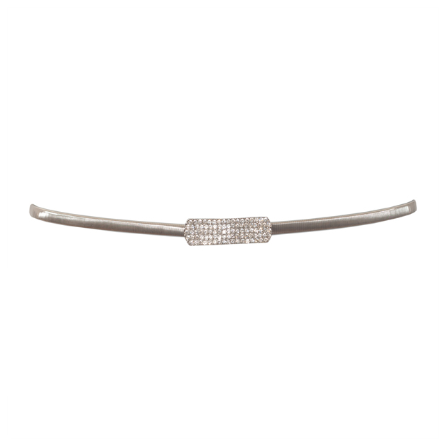 Plus size Rhinestone Buckle Metal Elastic Waist Belt Silver Tone Photo 1