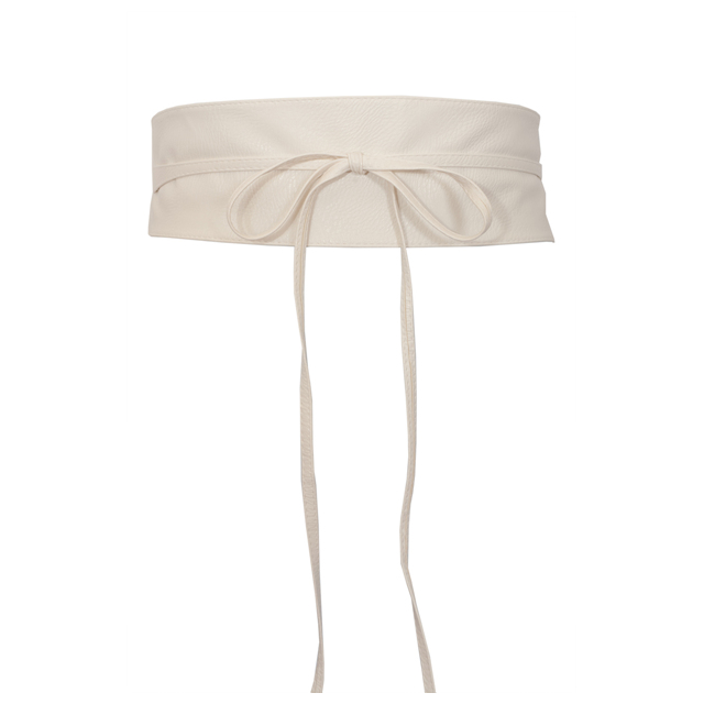 Plus size Faux Leather Obi Waistband Sash Belt Off White Photo 2