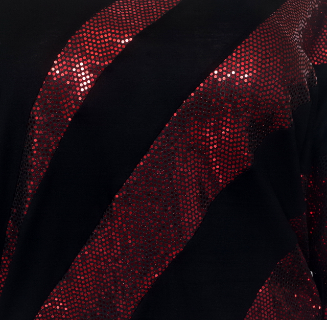 Plus size Sequin Detail Diagonal Hem Scoop Neck Top Red 191027 Photo 2