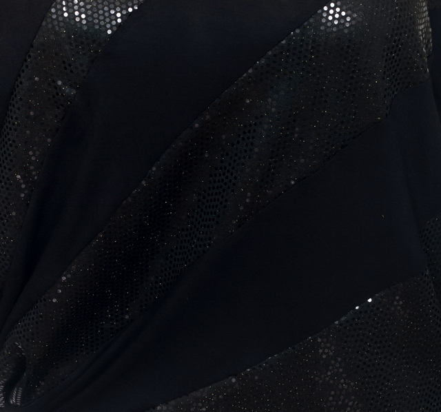 Plus size Sequin Detail Diagonal Hem Scoop Neck Top Black 191027 Photo 2