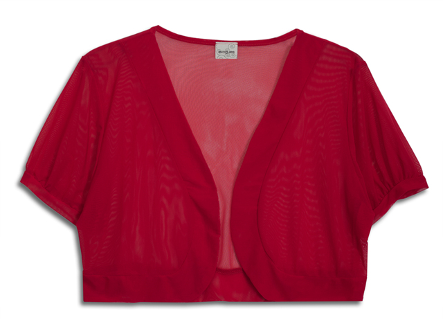 Plus Size Sheer Cropped Bolero Shrug Red Photo 1