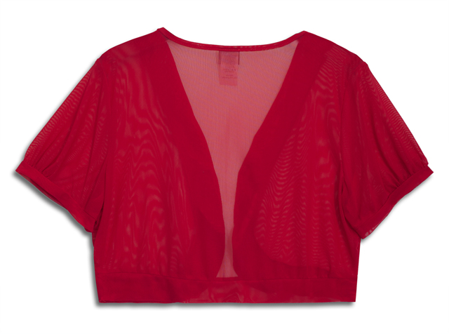 Plus Size Sheer Cropped Bolero Shrug Red Photo 2