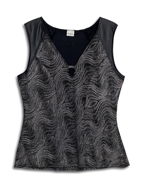 Plus size Sleeveless Glitter V-neck Top Black Photo 1
