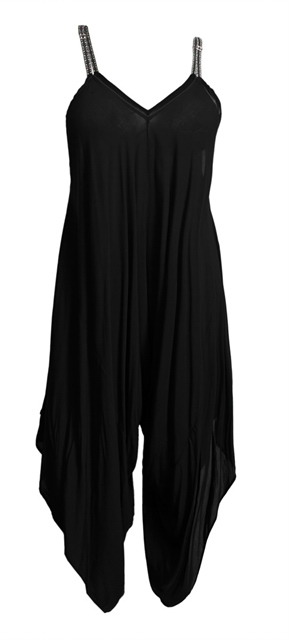 Plus Size Maxi Draped Loose Fit Harem Jumpsuit Black Photo 2