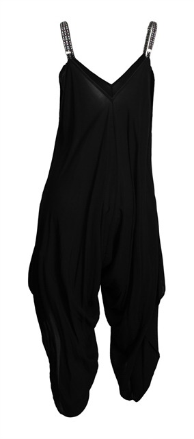 Plus Size Maxi Draped Loose Fit Harem Jumpsuit Black Photo 3