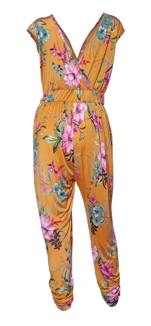 Plus Size Deep V-Neck Jumpsuit Designer Print 201031A Photo 2