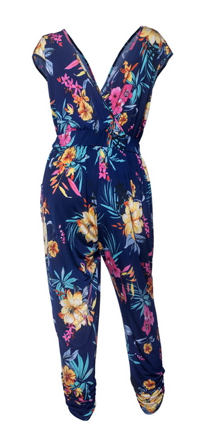Plus Size Deep V-Neck Jumpsuit Designer Print 201031B Photo 2