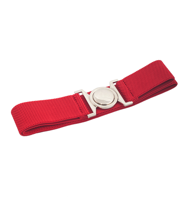 Plus size Round Buckle Elastic Belt Red Photo 2