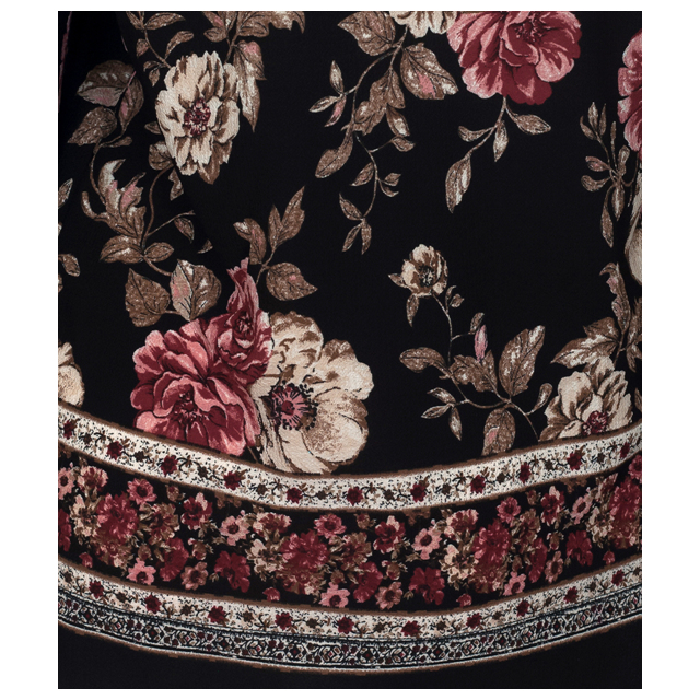 Plus Size Long Sleeve Top Black Floral Print Photo 2
