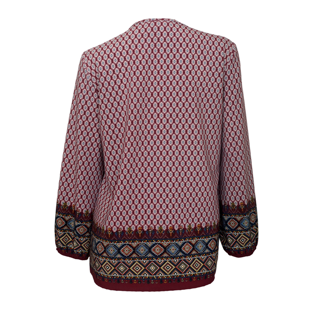 Plus Size Long Sleeve Top Red Abstract Print Photo 2