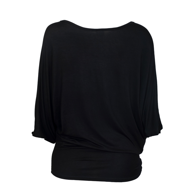 Plus Size Sequin Detail Diagonal Hem Scoop Neck Top Black 161110 Photo 2