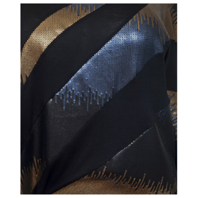 Plus Size Sequin Detail Diagonal Hem Scoop Neck Top Black 161110 Photo 2