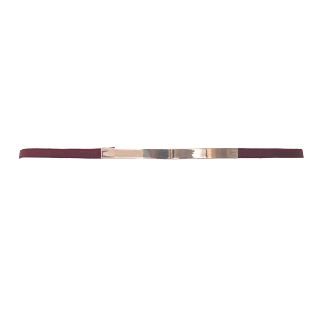 Plus size Metallic Buckle Skinny Elastic Stretch Belt Wine Photo 1
