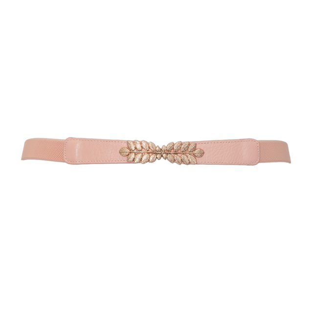 Plus size Leaf Interlocking Buckle Elastic Belt Pink Photo 1