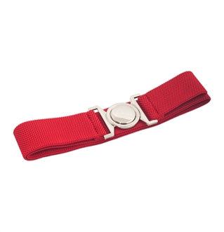 Plus size Round Buckle Elastic Belt Red